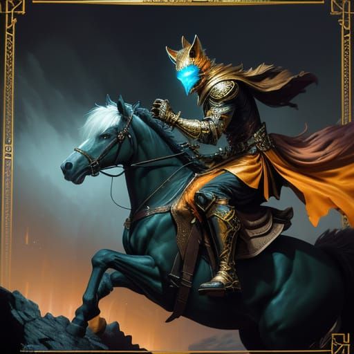 Ethereal Thief-Lord Rides Mechanical Foxhound Across Moonlit...