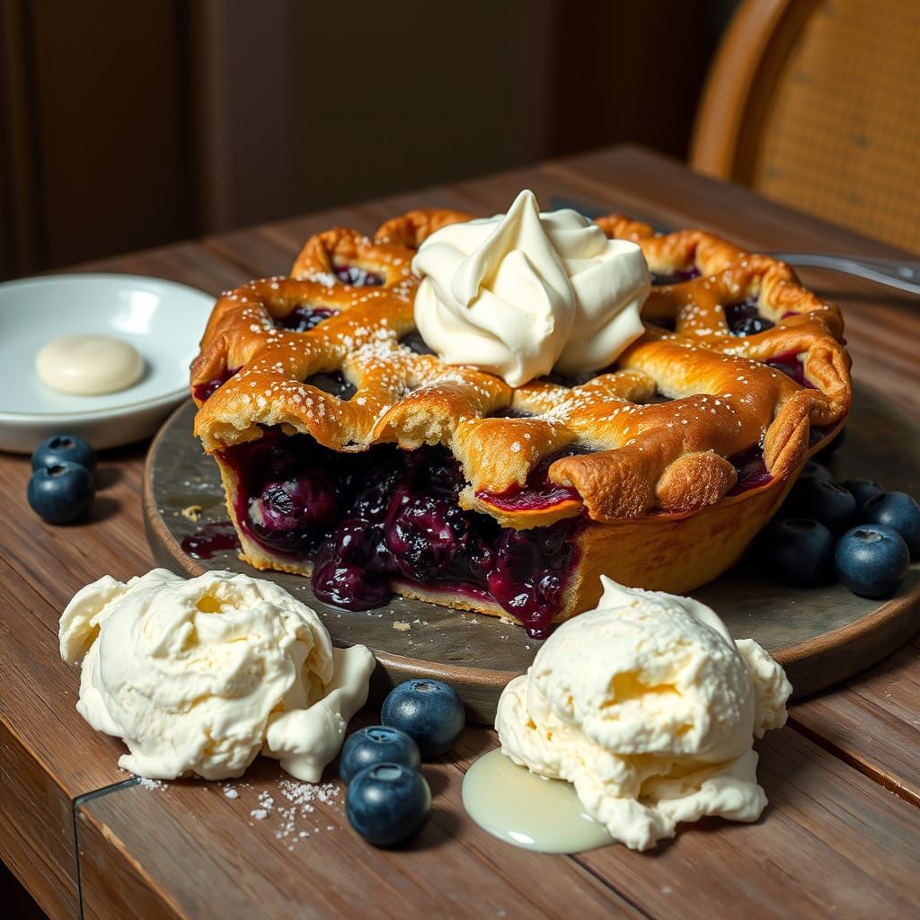 Rustic Blueberry Pie in Warm, Golden Light