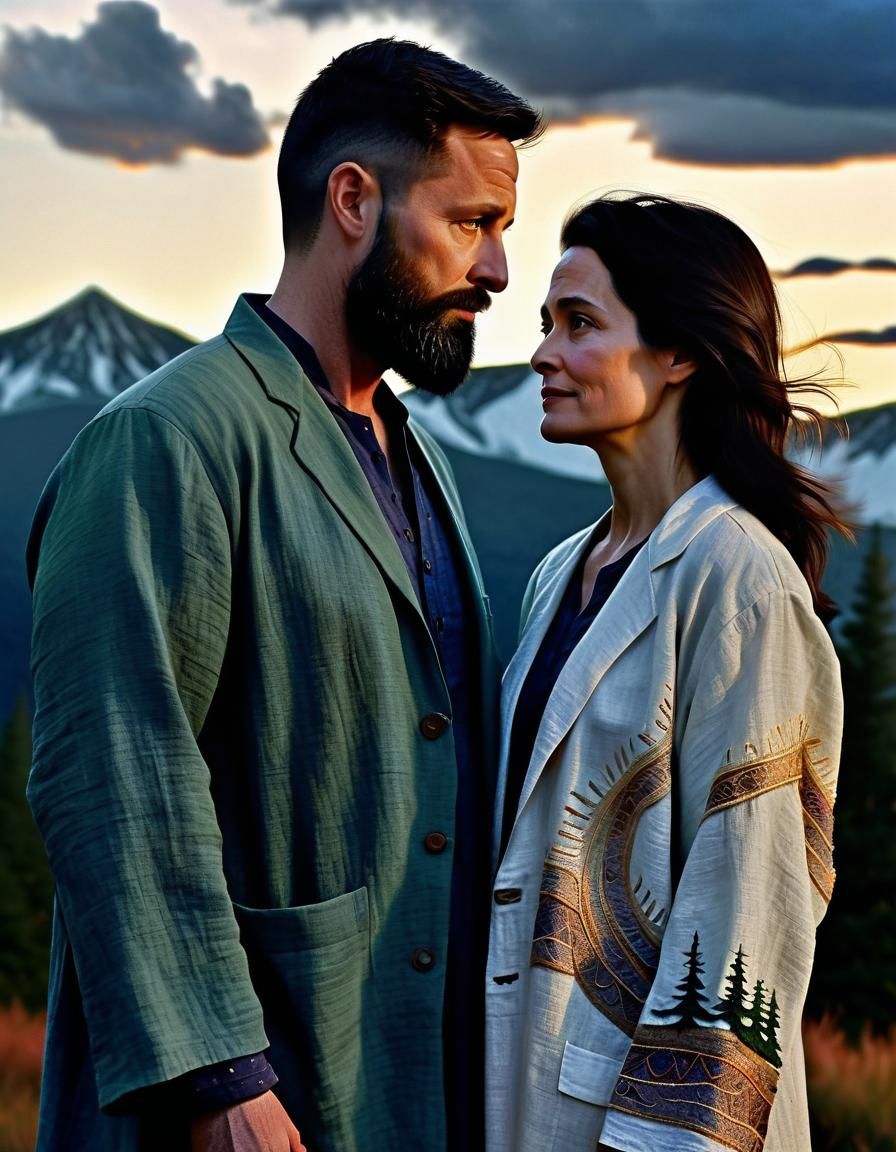 Angelic Embrace: Chiaroscuro Oil Painting of Angel and Woman