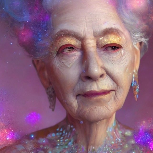 Ethereal Digital Painting of an Elderly Queen