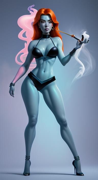 Kim Possible as Magic Genie in Ethereal Fantasy Style