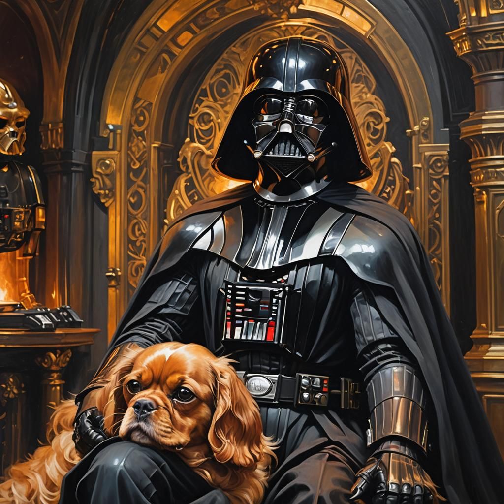 Darth Vader with Cavalier King Charles Spaniel