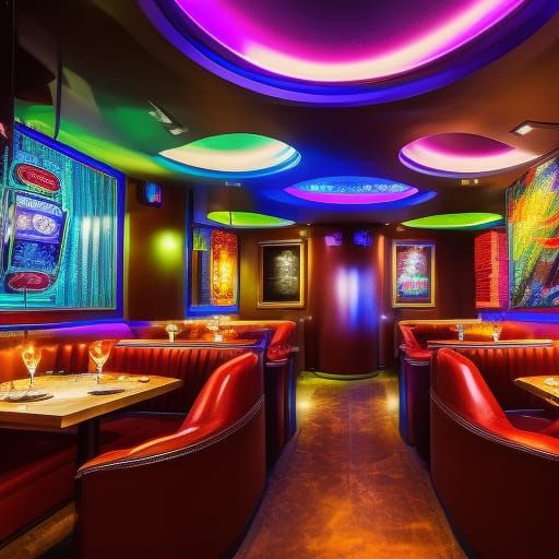 Aliens at a Restaurant in Expressionist Comic Art Style