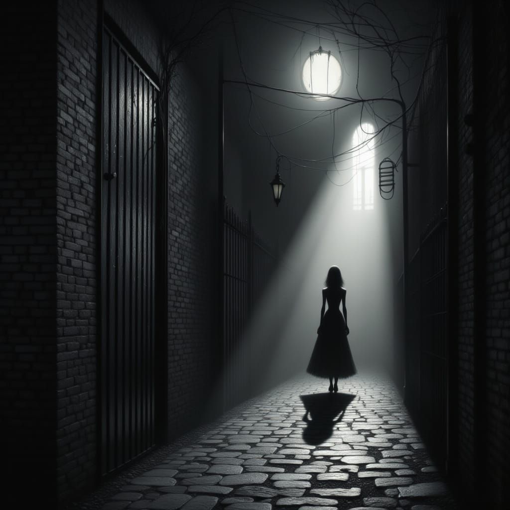 Menacing Figure in Shadowy Alleyway