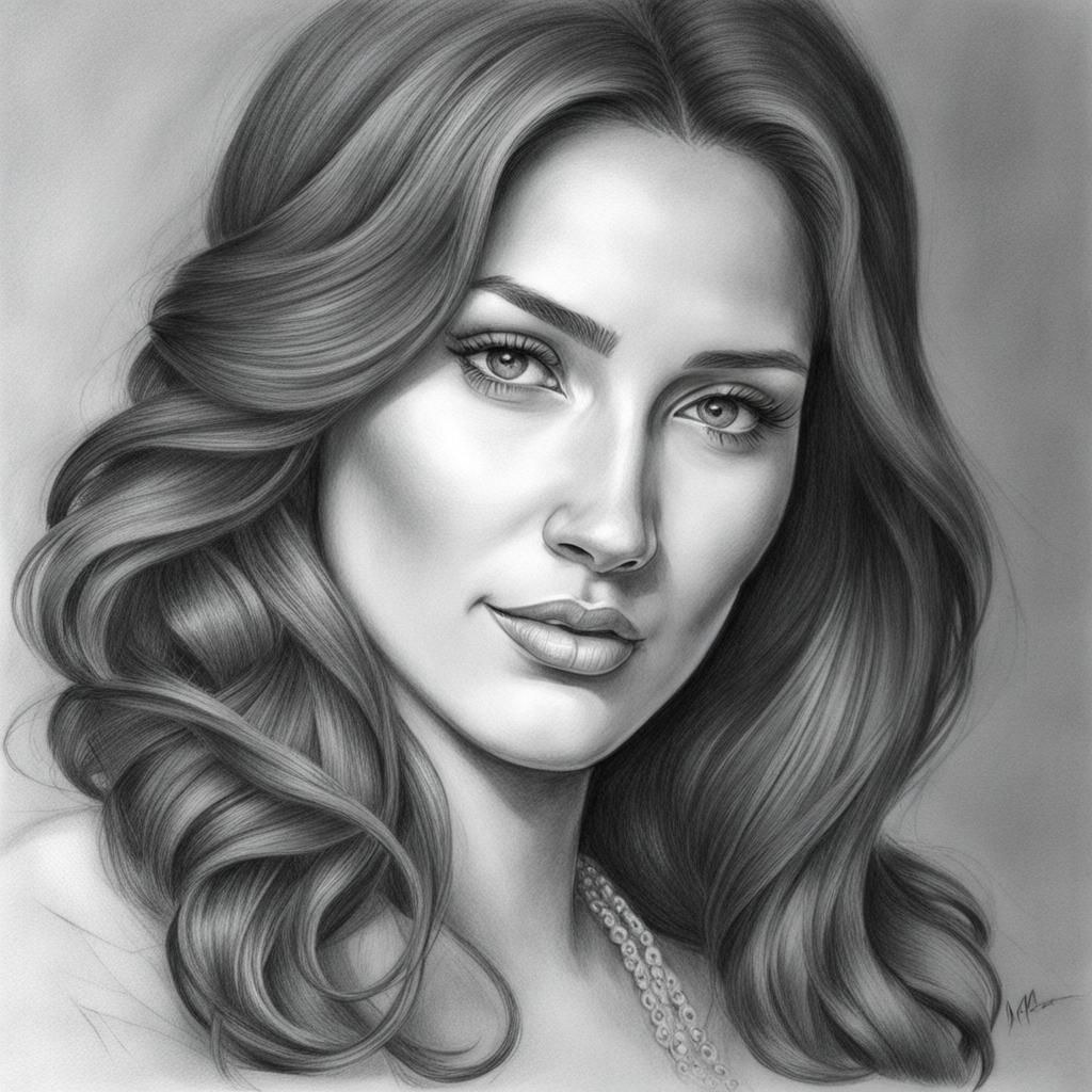 Elegant Pencil Sketch of Melina
