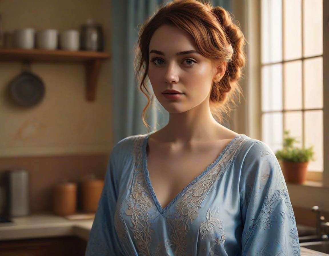 Nouveau Deco Pin-Up in Golden Hour Light