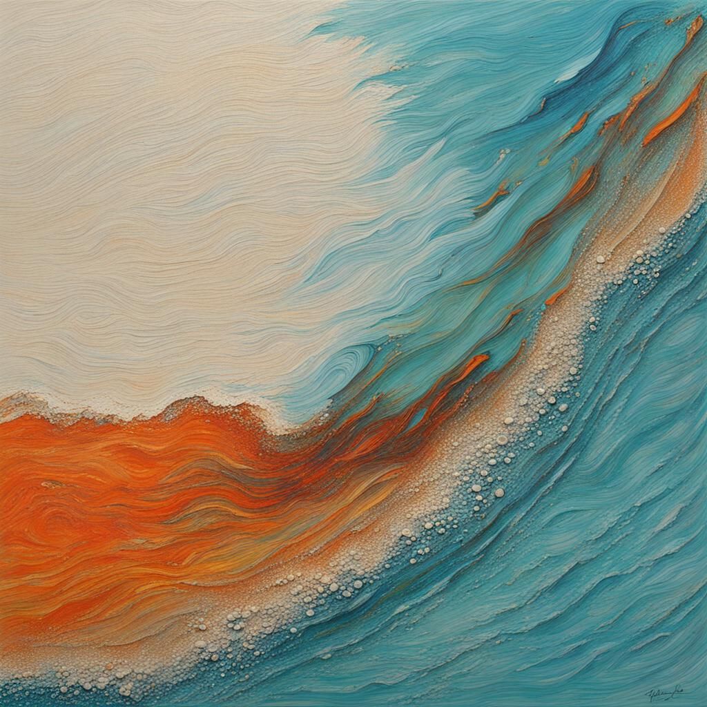 Abstract Beach Art in Complementary Colors