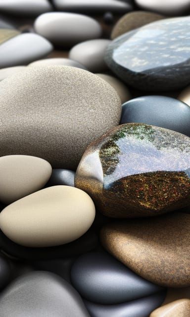 Hyperrealistic Polished Rocks in Volumetric Lighting