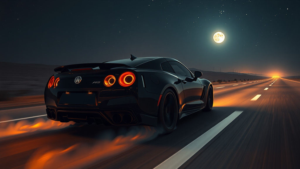 Sportscar Speeds Through Desert Highway: Digital Matte Paint...