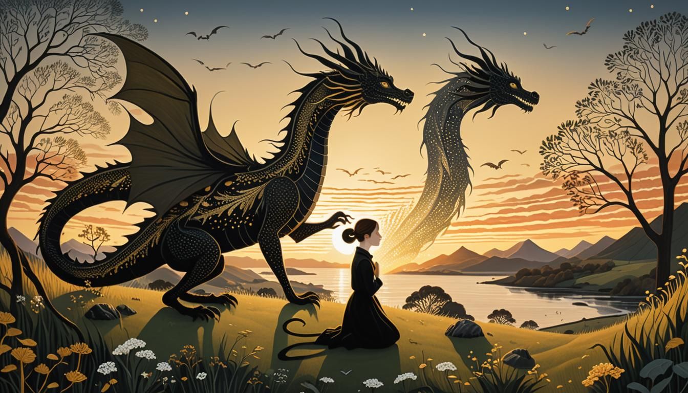 Dragon and Rhytidocaulon Macrolobum in Digital Art