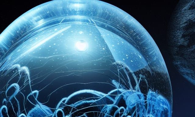 Glass Tree Planet in Space: Sci-Fi Concept Art