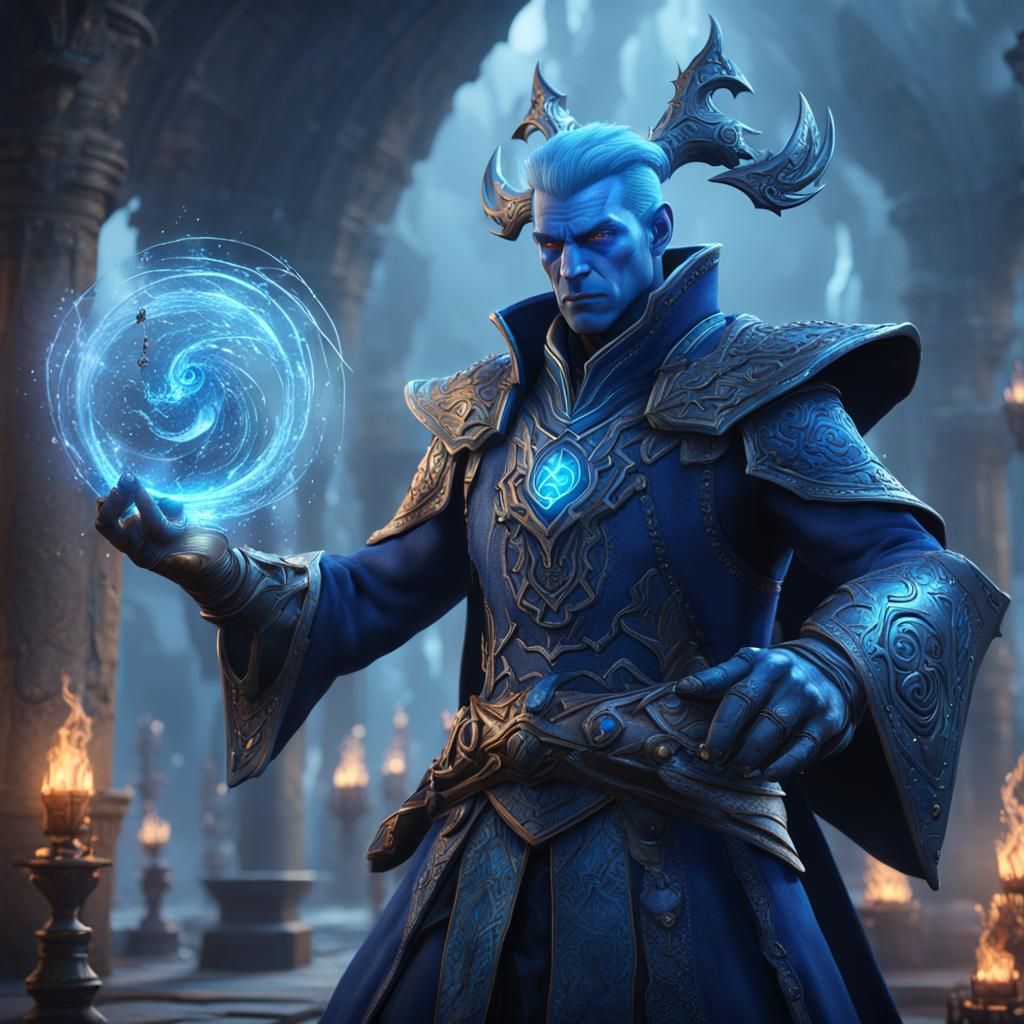 Air Genasi Warlock Concept Art in Fantasy Style