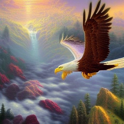 Ethereal Eagle Flight in Luminist Style