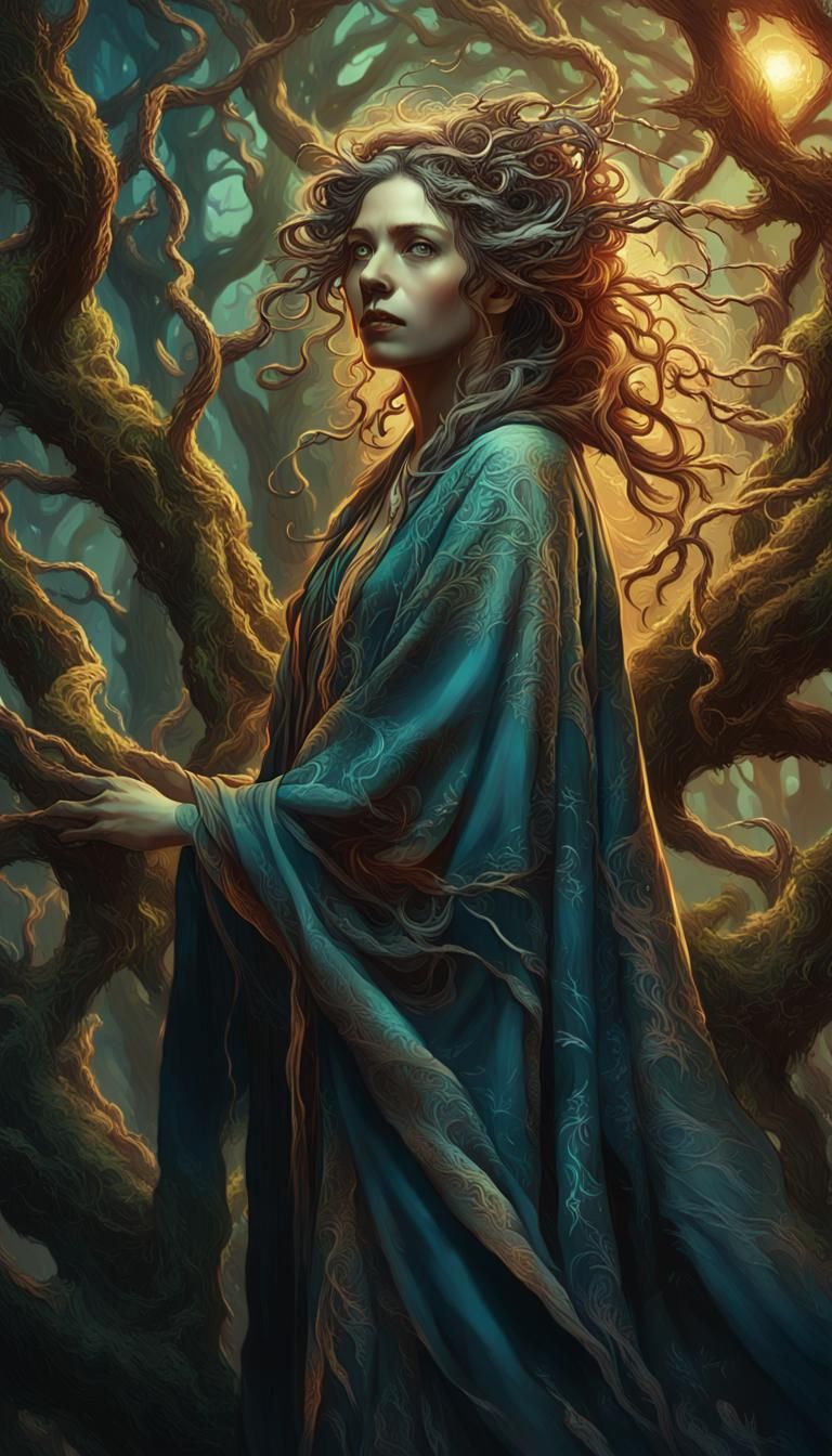 Sorceress in Mystical Forest Concept Art