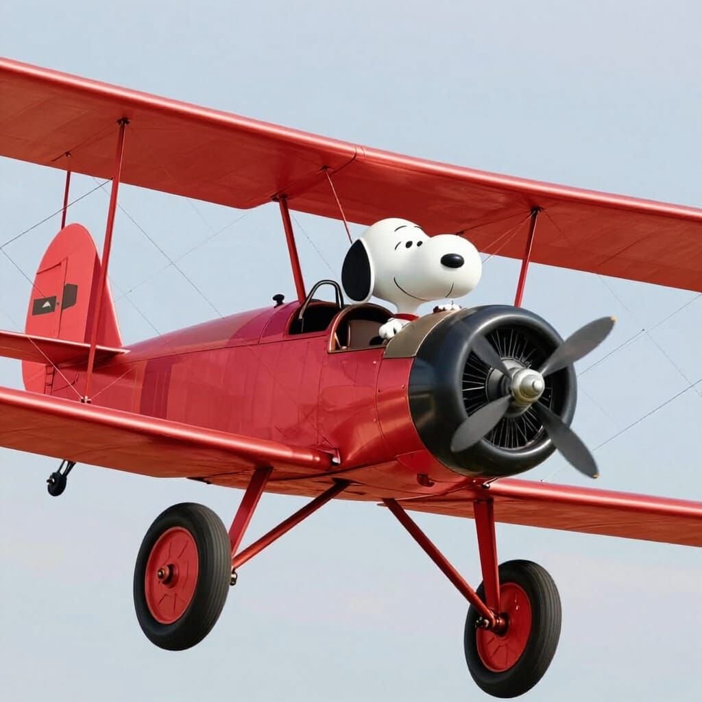 Snoopy Flies a Realistic 1932 Fokker Airplane
