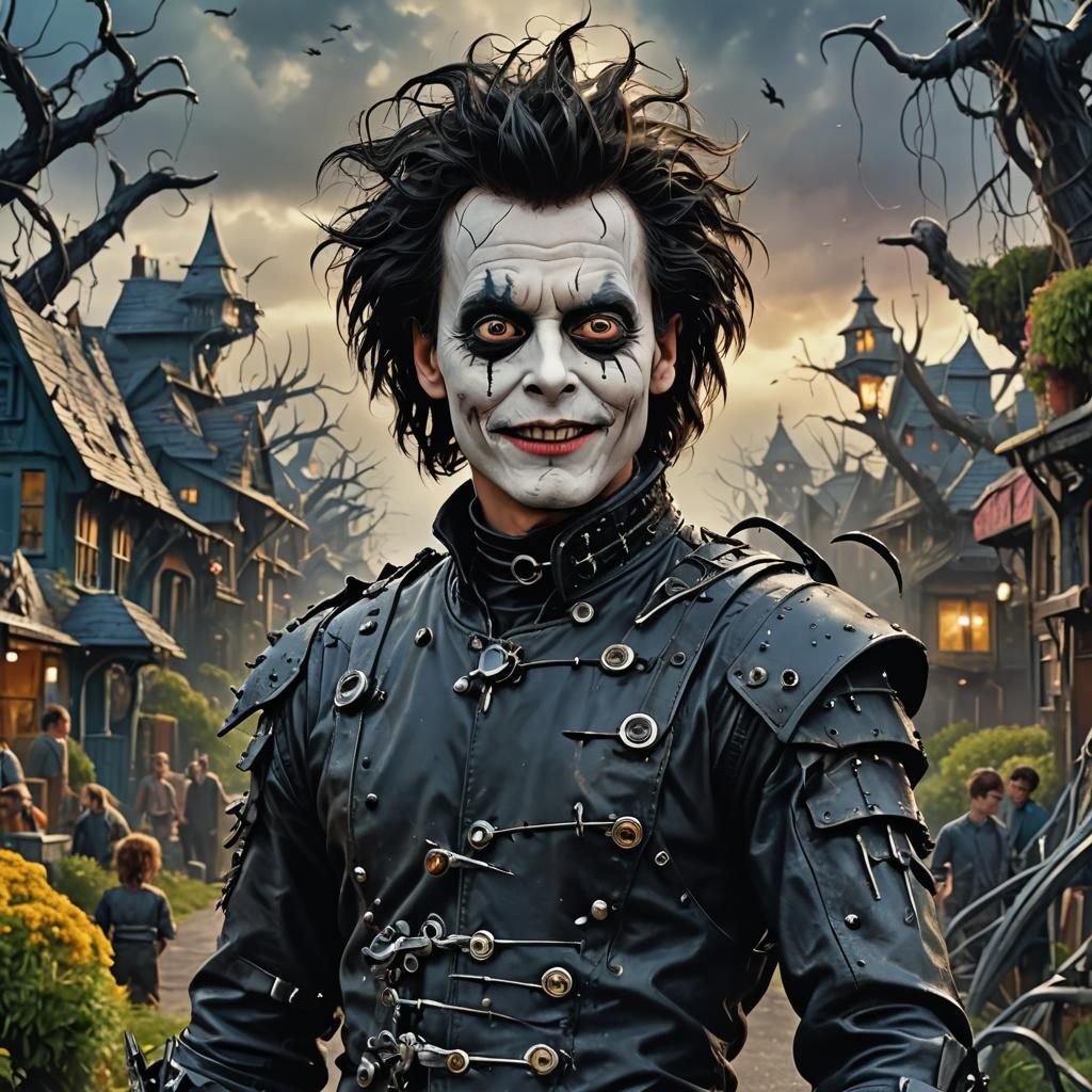 Edward Scissorhands' Malicious Smile: A Digital Painting