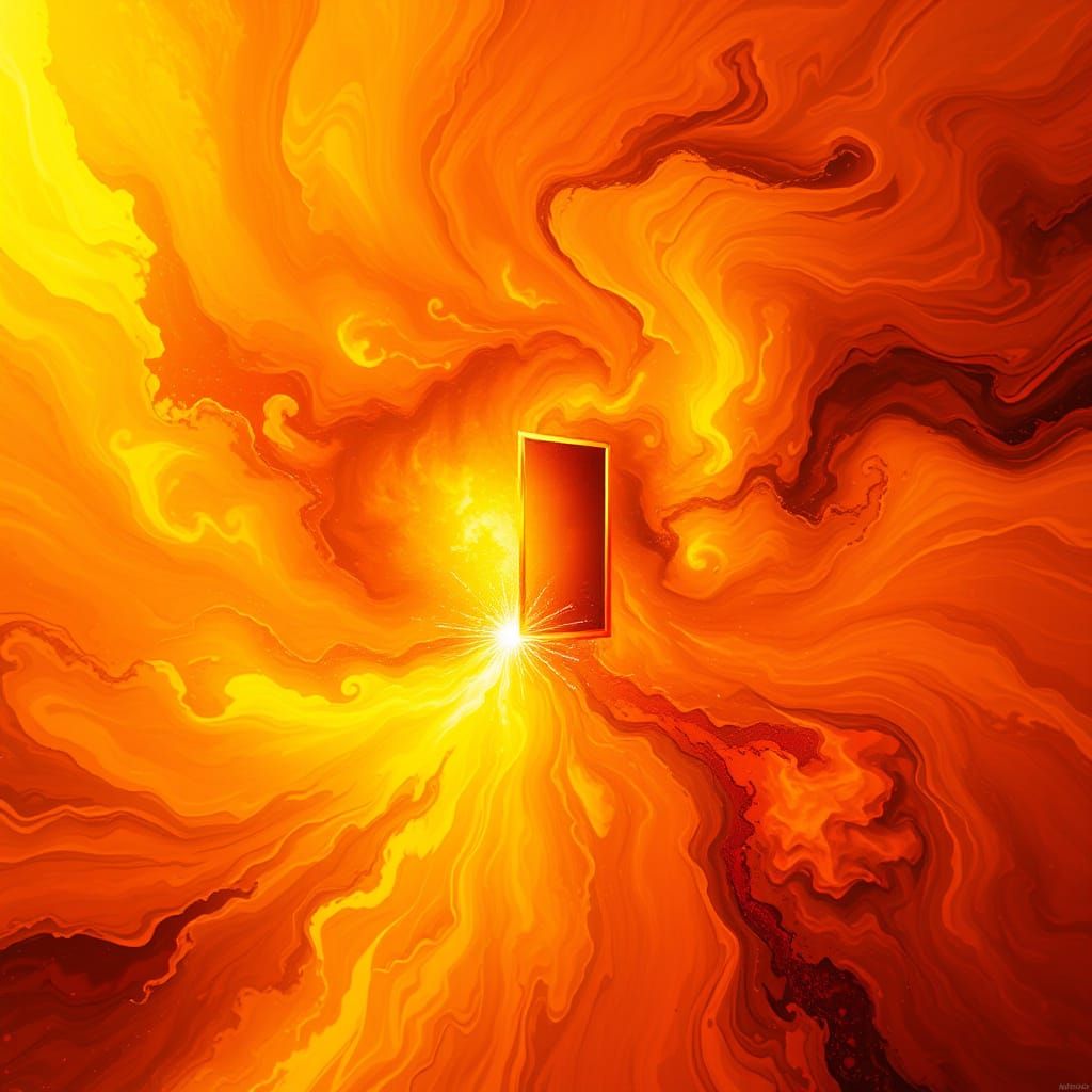 Golden Radiant Portal in Vibrant Abstraction