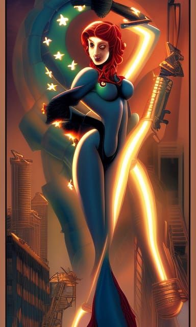 Cyberpunk Comic Art: Mary Jane Watson in Neon