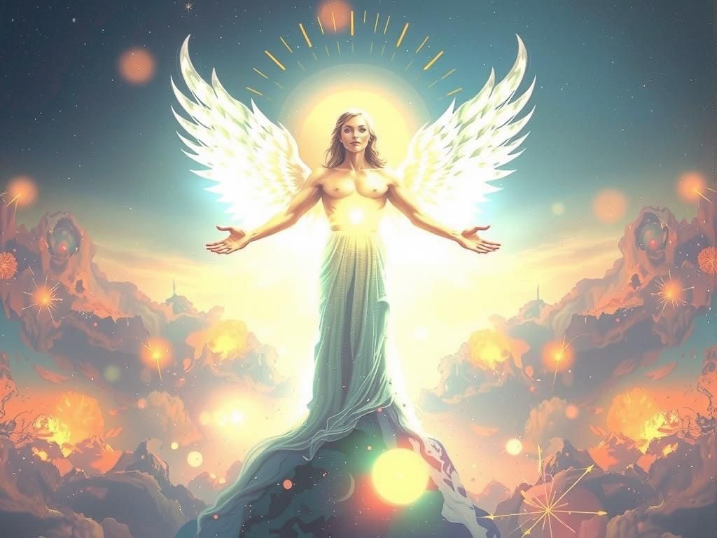 Aether: Luminous Deity in Surreal Dreamscape