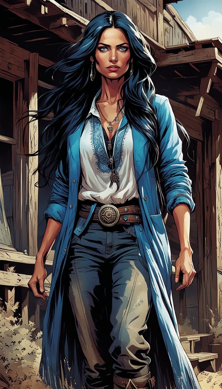 Romanian Roma Woman Portrait in Comic Book Style