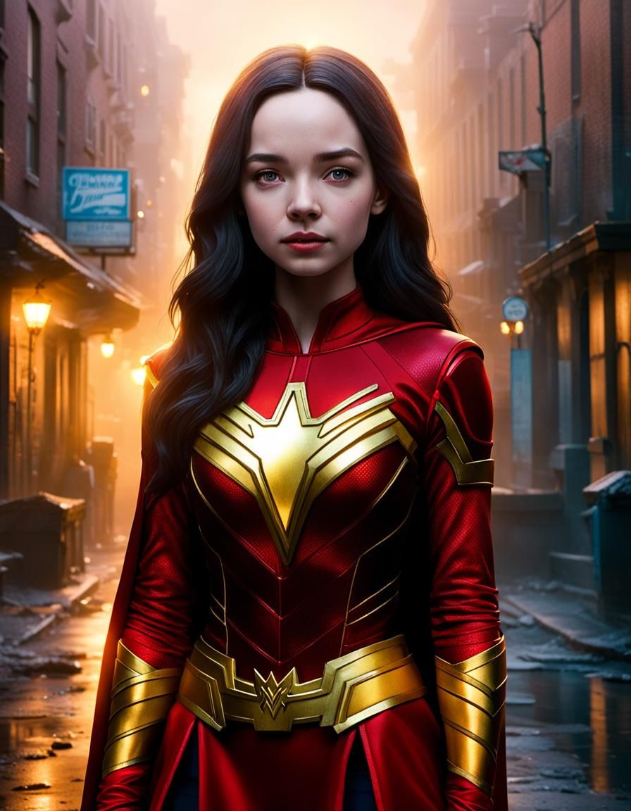 Mary Marvel in Misty Alleyway, Comic Book Style