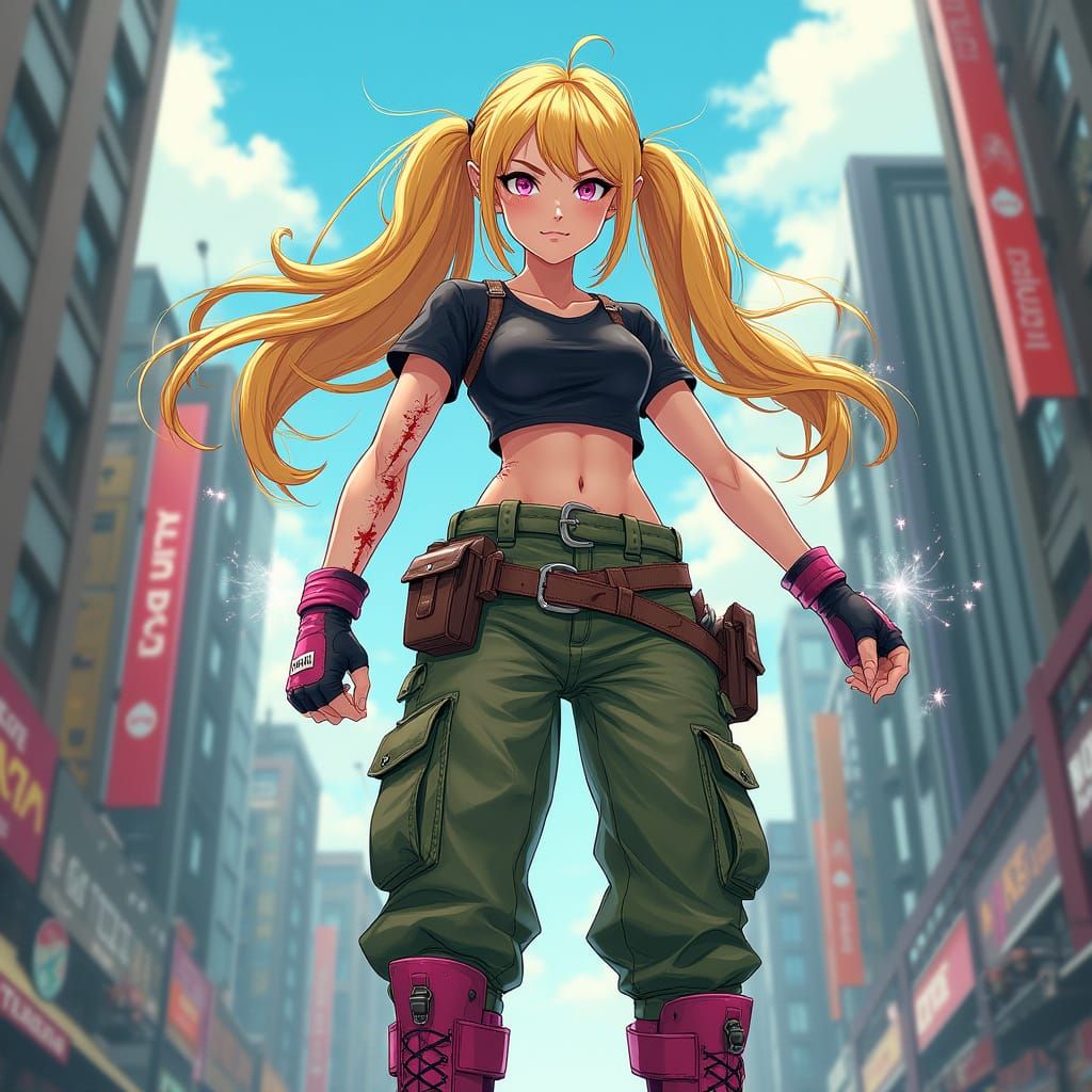 Surreal Young Heroine in Urban Fantasy Attire