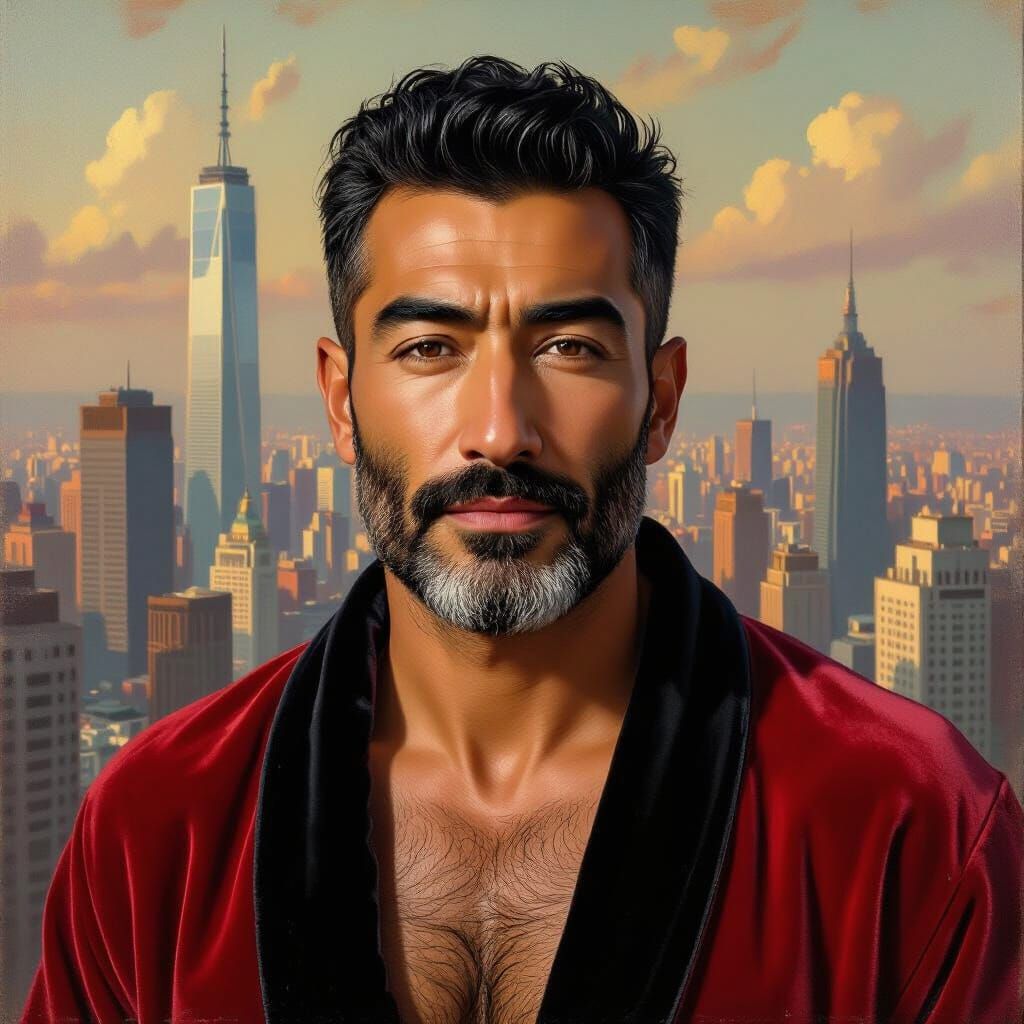 Wrathful Old Man Portrait in Impressionist Style