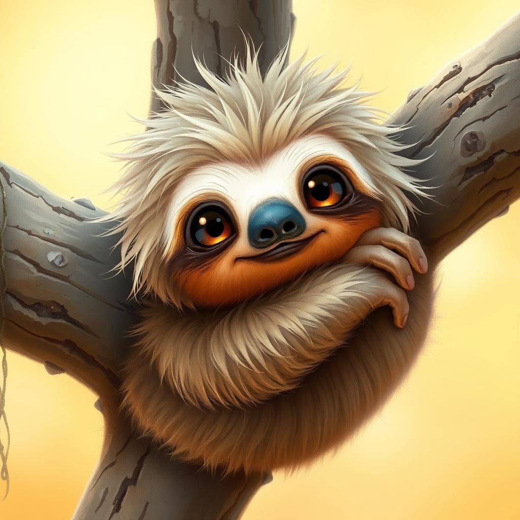 Adorable Baby Sloth with Dreamy Eyes