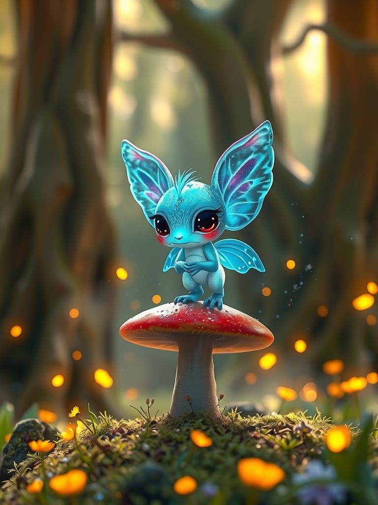 Magical Bioluminescent Creature in Enchanted Forest