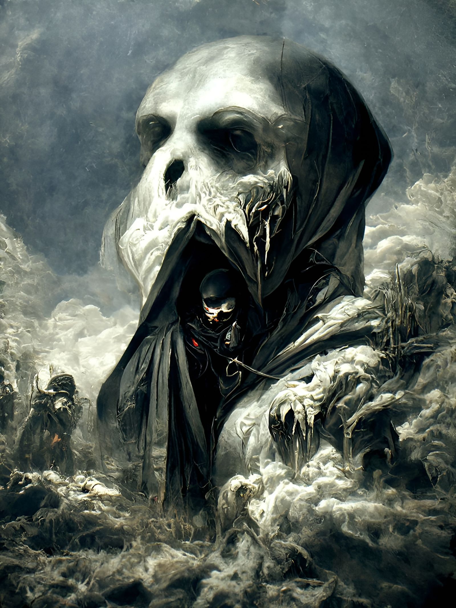 Sinister Reaper in Gothic Horror Art Style