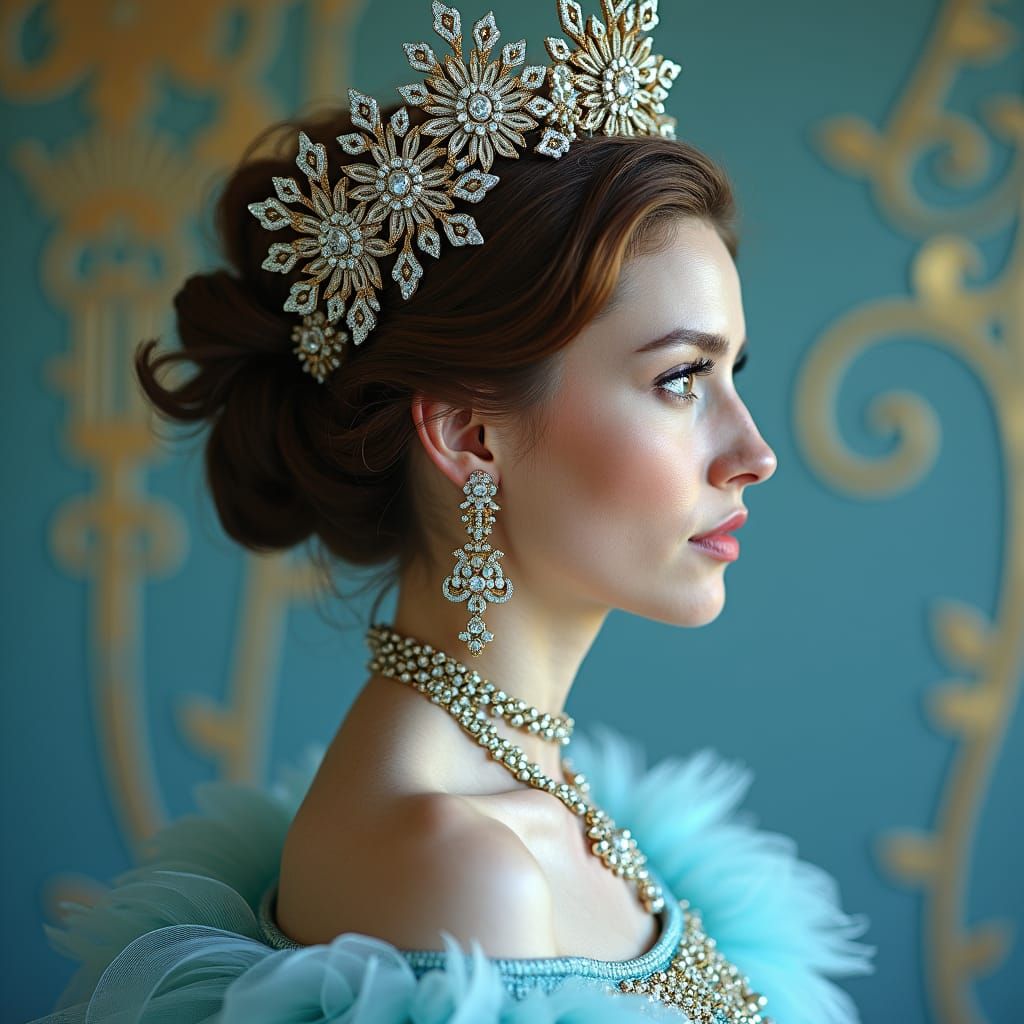 Russian Princess in Exquisite Slavic Gown