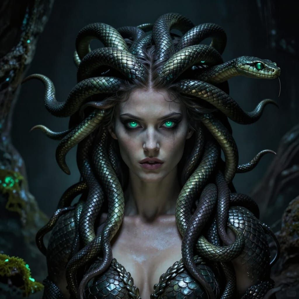 Medusa Portrait in Dark Fantasy Style