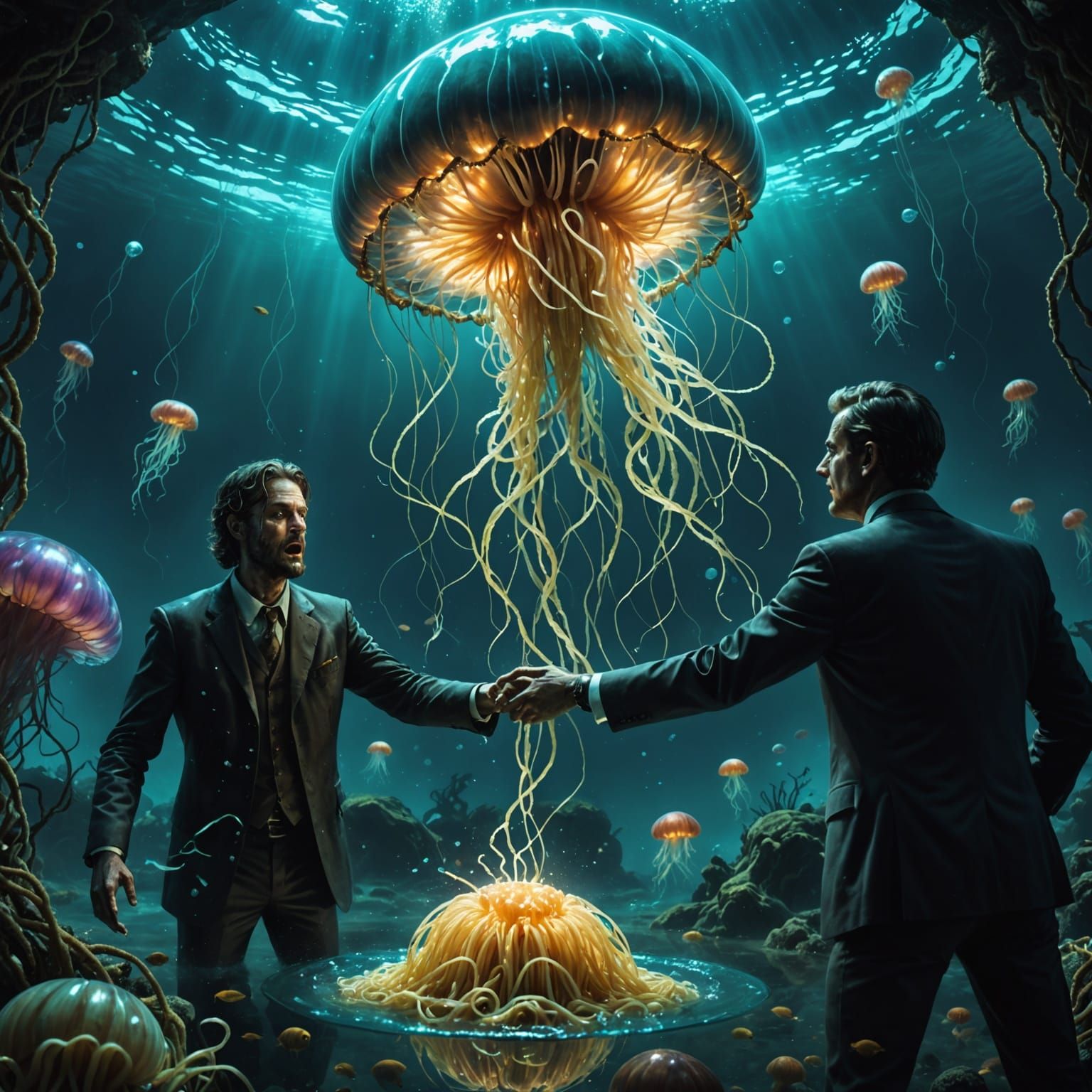 Zombie Bank Teller Throws Spaghetti Underwater With Jellyfis...