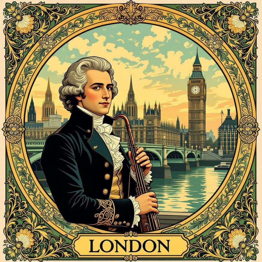 Art Nouveau Mozart in London Poster