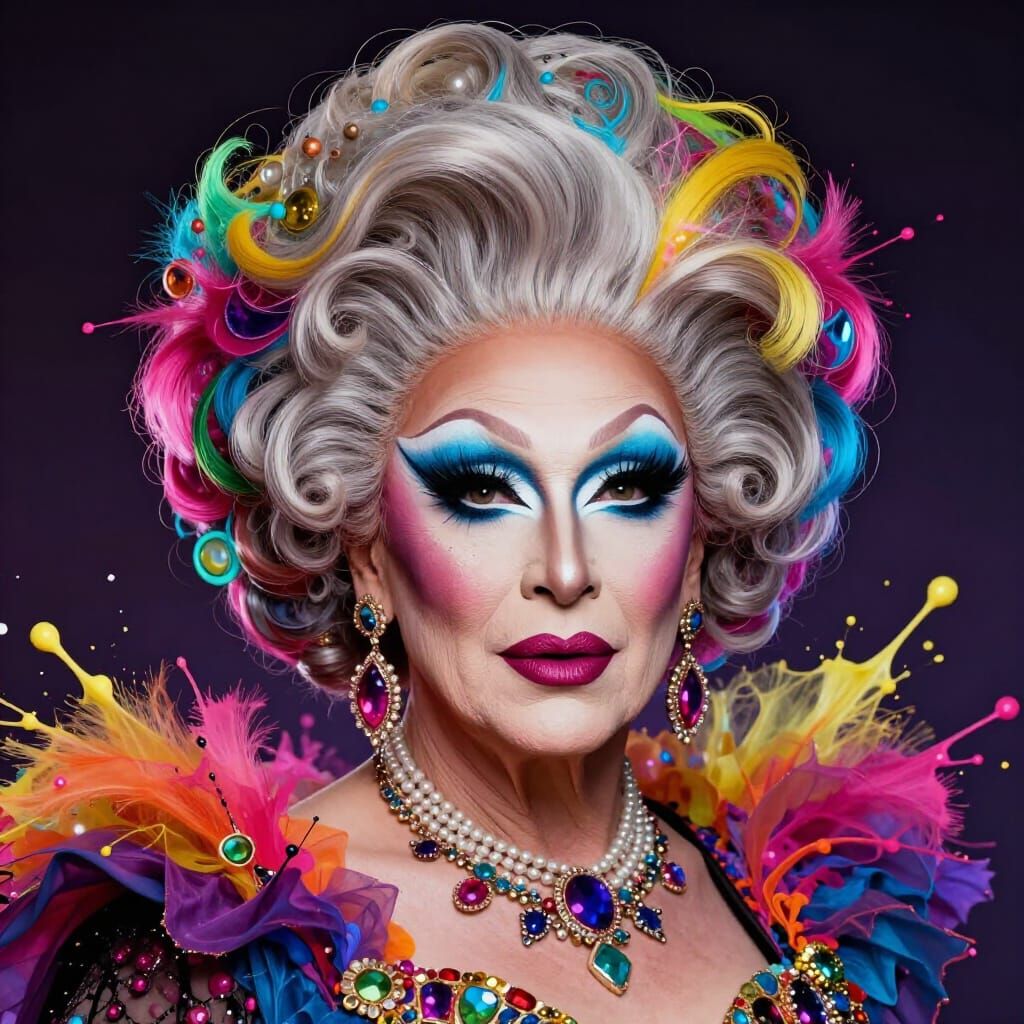 Glamorous Drag Queen Grandmother in Theatrical Style