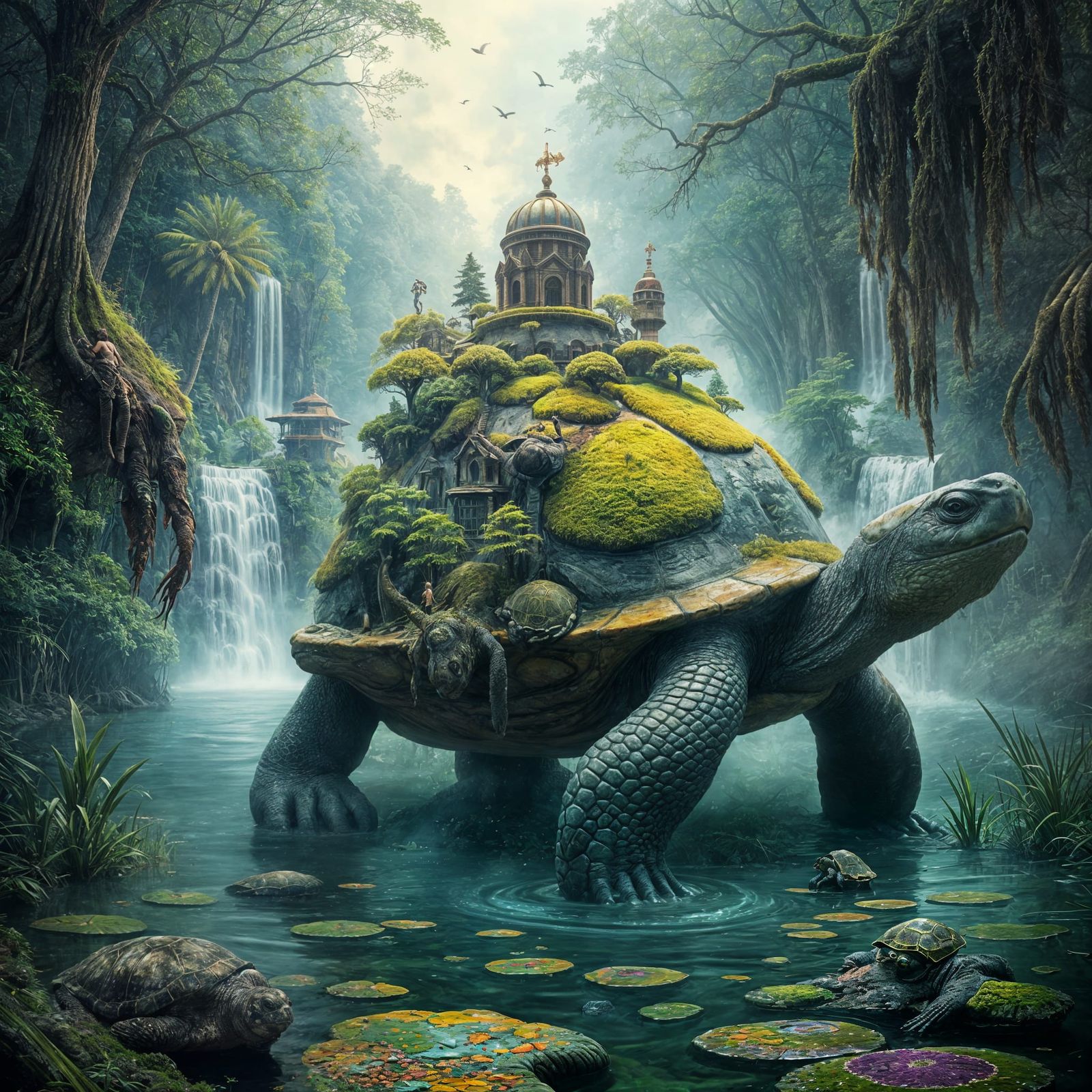 Giant Turtle City: Astral Cosmic Illustration