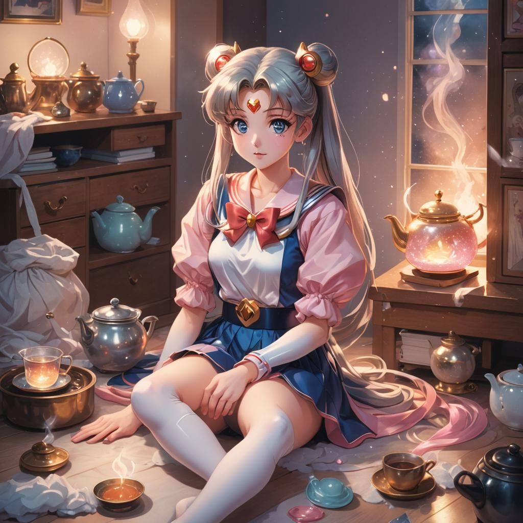 Sailor Moon Illustration in 80s Anime Style