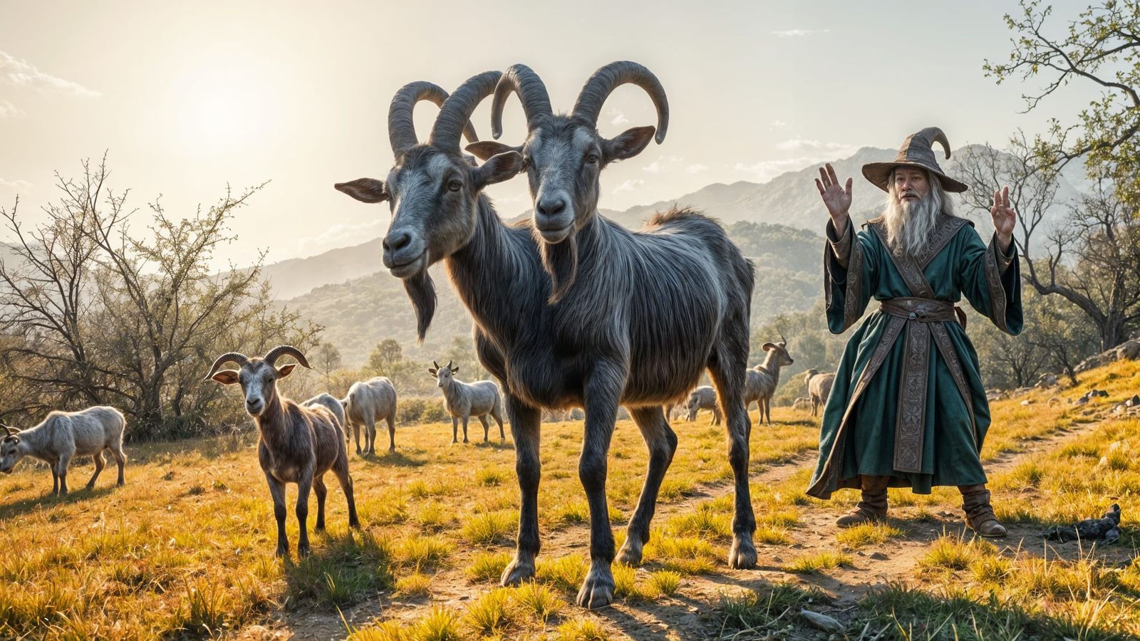 Three-Headed Goat Created by Wizard's Spell