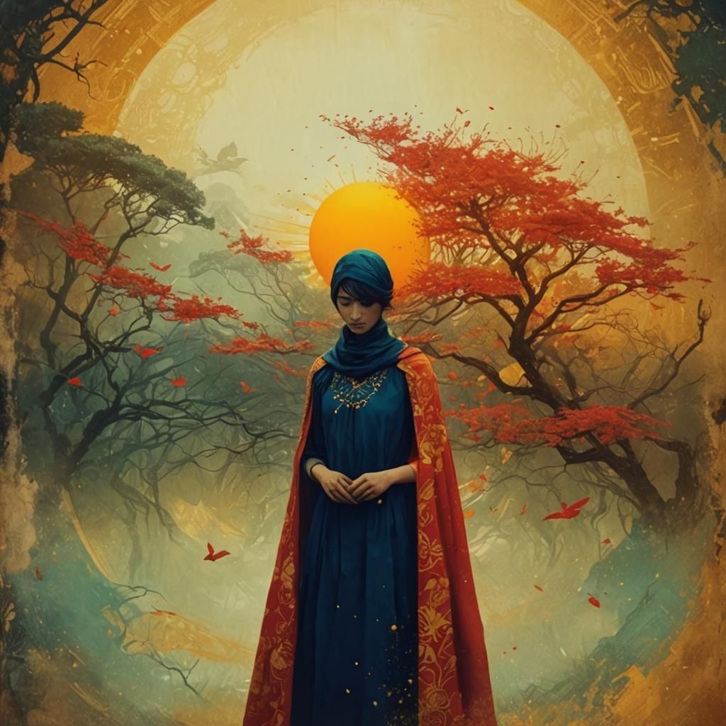 Sun Queen Mixed Media Screen Print