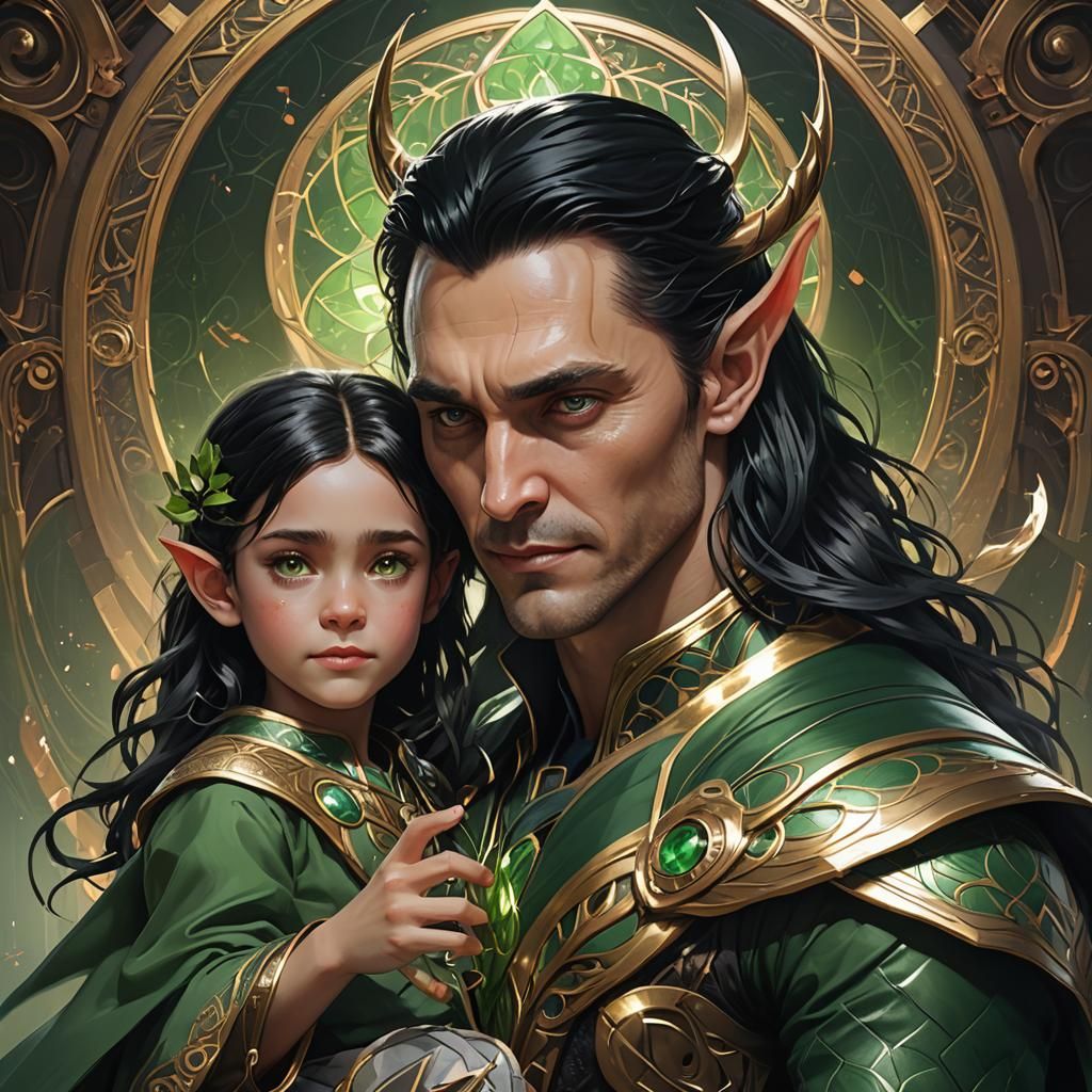 Loki Portrait with Elf Girl in Artgerm Style