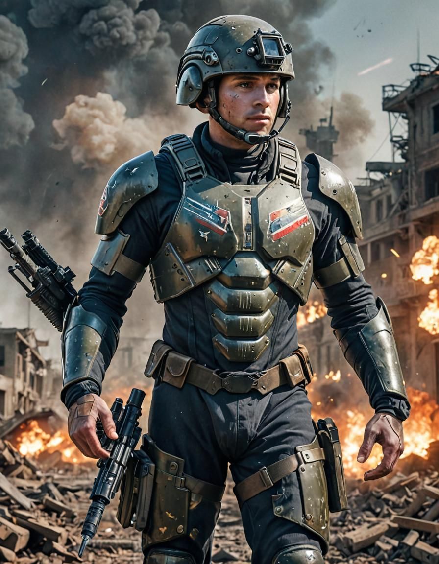 American Soldier in WWII with 2050 Tech