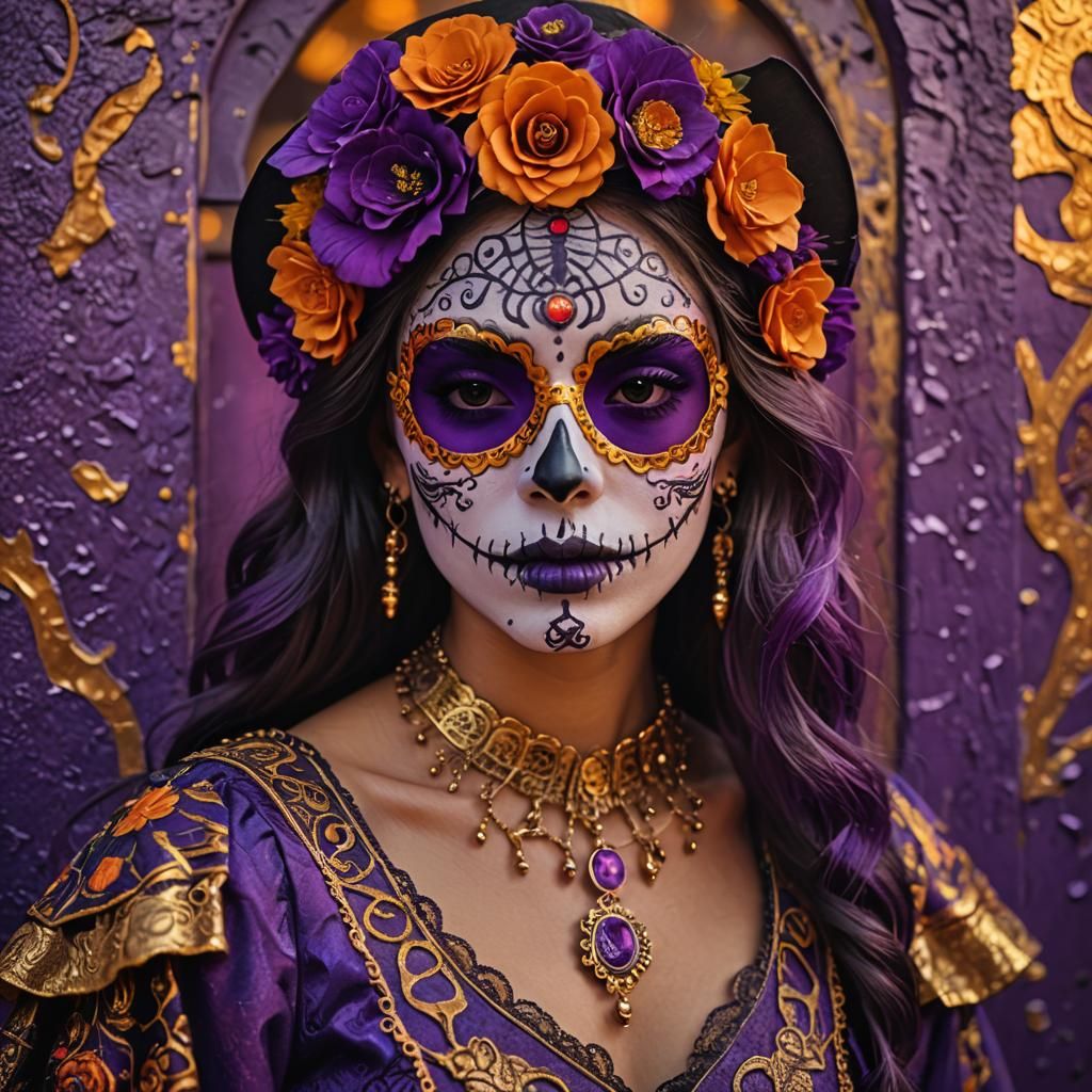 Hyper-Realistic Catrina Portrait with Vivid HDR Colors