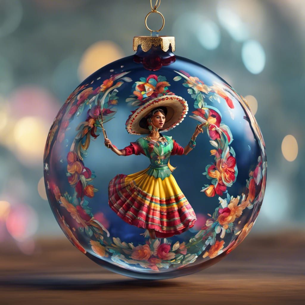 Mexican Folk Dancer Christmas Ornament: Detailed Matte Paint...