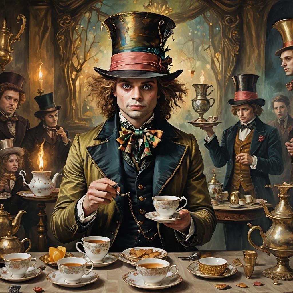 Mad Hatter Fantasy Portrait in Oil Painting Style