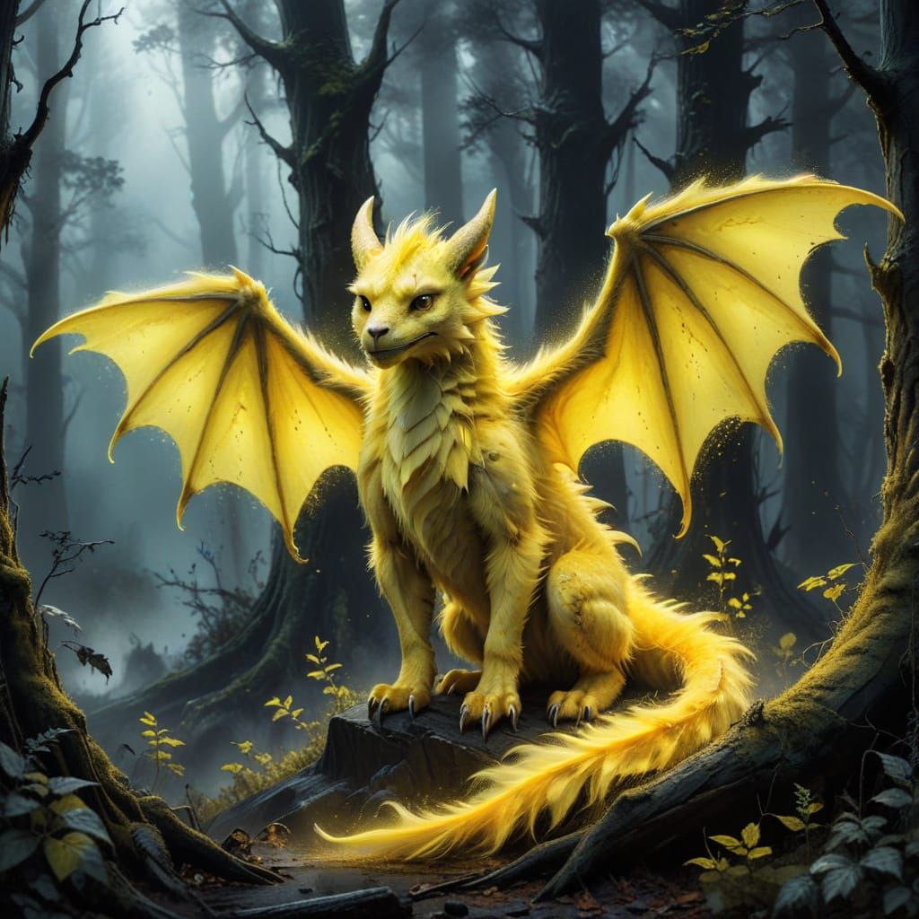 Vibrant Fantasy Dragon Unfolds in Misty Forest