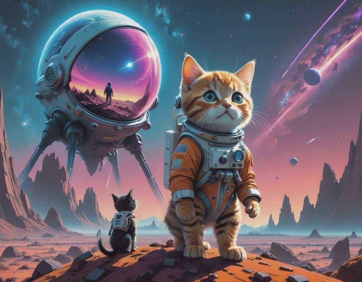 Kitten Astronaut Explores Cosmic Wonders