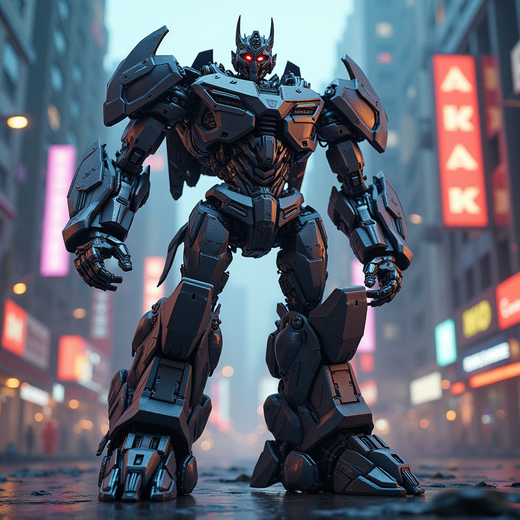Cybernetic Transformers Unite in Futuristic Cityscape
