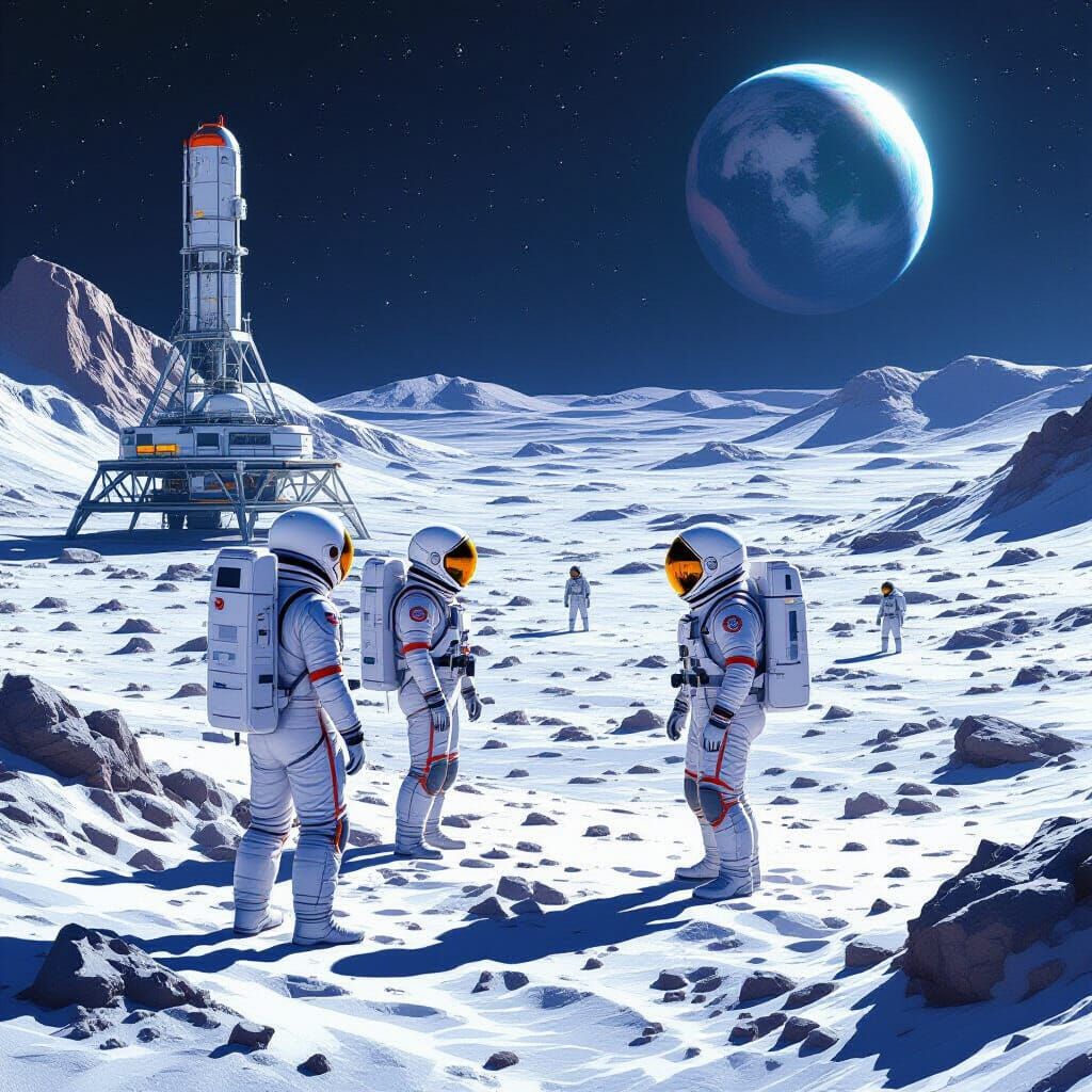 Lunar Geothermal Plant: Retro-Sci-Fi Future