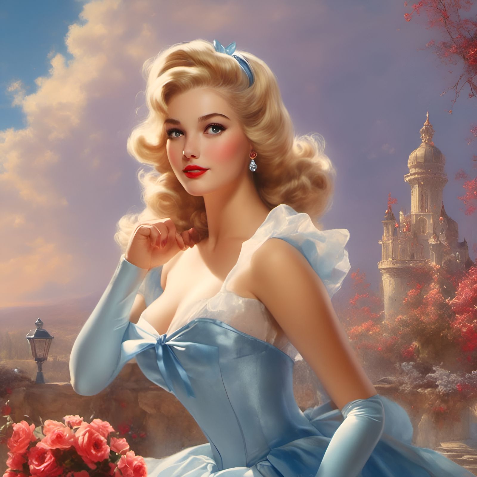 Cinderella Portrait in Pin-Up Style
