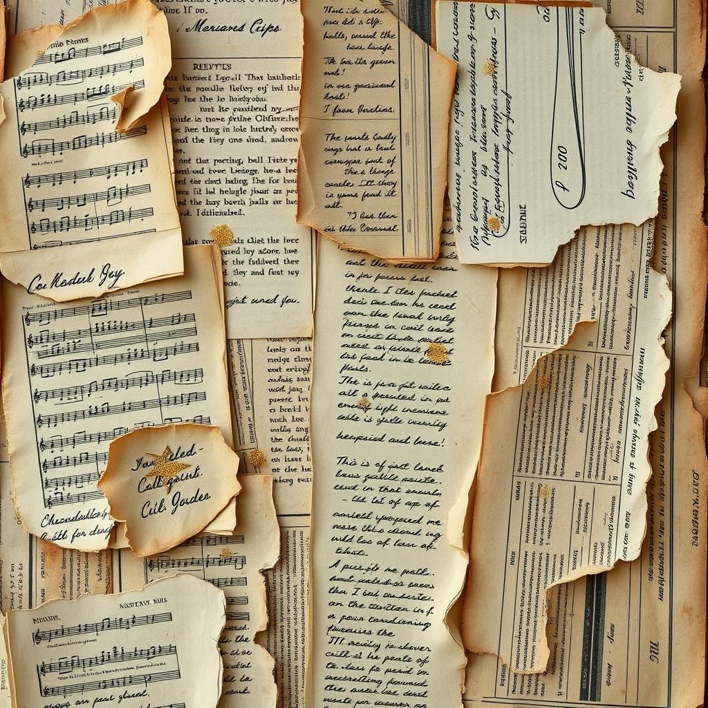 Vintage Collage with Music Paper and Gold Accents